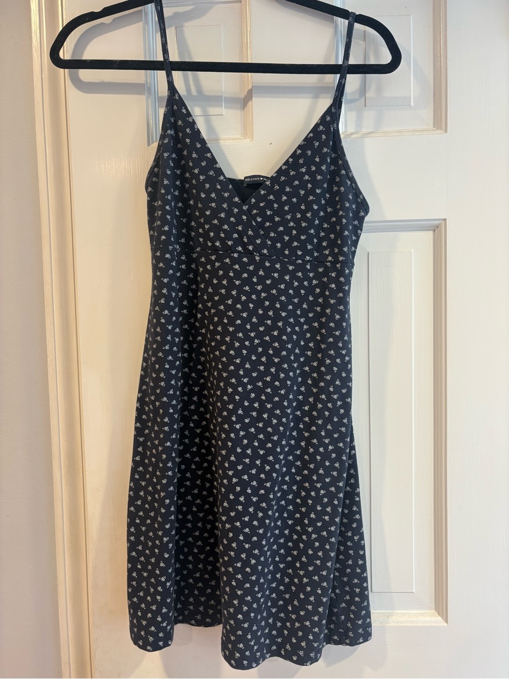 Brandy Melville Black Mini Dress with White Floral Print